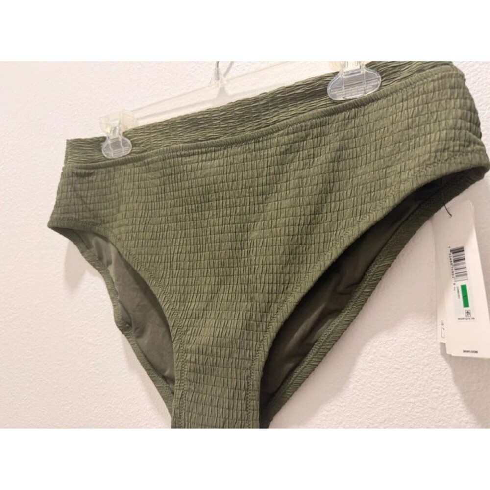 DKNY High Waist Bikini Bottoms in Moss Green, Size L NWT - Picture 2 of 5